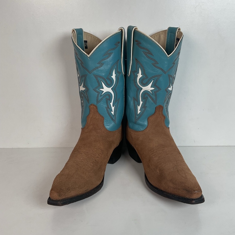 Dan Post Pee Wee Suede Cowgirl Boots 8 M Rough Out Suede - Picture 10 of 16